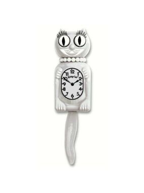 White Miss Kitty-Cat Kit-Cat clock Kat Klock
